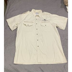 Disney United Kingdom Men’s XL Safari Button Up Short Sleeve Cream